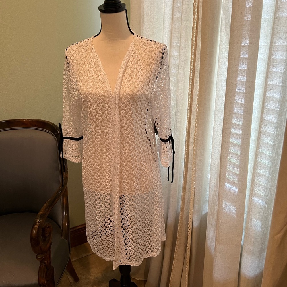 NWT white lace cardigan size Large - Picture 2 of 8